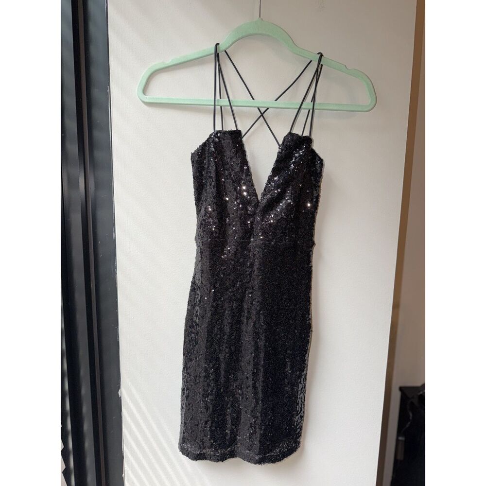 Windsor Black Sequin XS Mini Dress NWT
